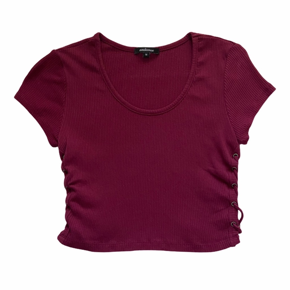 Maroon lace crop top